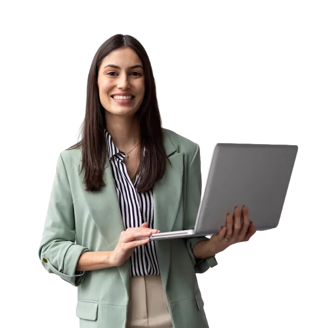 woman holding computer