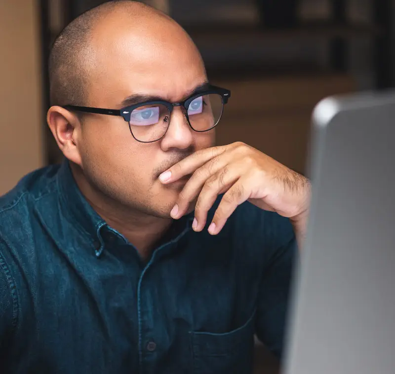 man searching online